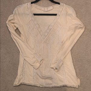 Cream long sleeve v-neck